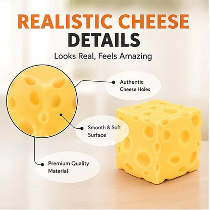 Cheese Squishy Toys, 2.8 Inch Yellow Cheese Squeeze Toy, Slow Rising Soft Cube Block of Cheese Squishy Sensory Fidget Toy Relieves Stress for Adults Office Travel Gifts Party Holiday (2.8 Inch)