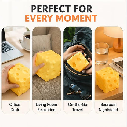 Cheese Squishy Toys, 2.8 Inch Yellow Cheese Squeeze Toy, Slow Rising Soft Cube Block of Cheese Squishy Sensory Fidget Toy Relieves Stress for Adults Office Travel Gifts Party Holiday (2.8 Inch)