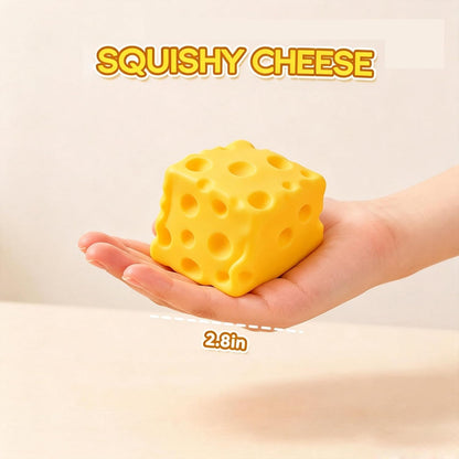 Cheese Squishy Toys, 2.8 Inch Yellow Cheese Squeeze Toy, Slow Rising Soft Cube Block of Cheese Squishy Sensory Fidget Toy Relieves Stress for Adults Office Travel Gifts Party Holiday (2.8 Inch)
