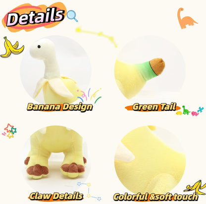 11'' Banana Dinosaur Plush Toy, Yellow Dinosur Stuffed Animal, Soft and Creative Design, Perfect Present for Kids and Friends, Ideal Present for Birthdays, Christmas, Children's Day