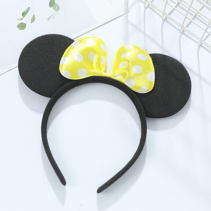 24Pcs Mouse Costume Deluxe Fabric Ears Headband Polka Dots Bow Hairs Accessories Headwear Party Favors Decorations