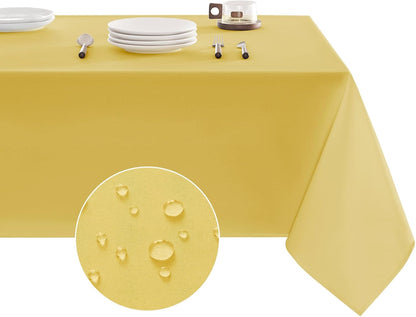 Table Cloth Rectangle Waterproof Spill-Proof Wrinkle-Free Tablecloth Washable, Kitchen Dining Tabletop Decoration, Fabric Table Cover for Indoor and Outdoor Use, 60 x 120 Inch, Yellow