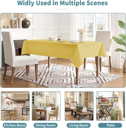 Table Cloth Rectangle Waterproof Spill-Proof Wrinkle-Free Tablecloth Washable, Kitchen Dining Tabletop Decoration, Fabric Table Cover for Indoor and Outdoor Use, 60 x 120 Inch, Yellow