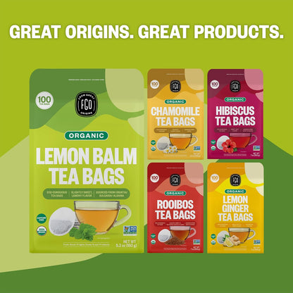Organic Lemon Balm Tea, 100 Count, Eco-Conscious Herbal Tea Bags, Resealable Bag, Caffeine Free, Packaging May Vary (Pack of 1)