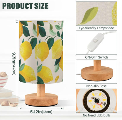 Bedside Table Lamp Lemon Yellow Citrus Fruits (76) Kids Nightstand Lamp Night Light Fabric Shade for Bedroom Living Room Home Office