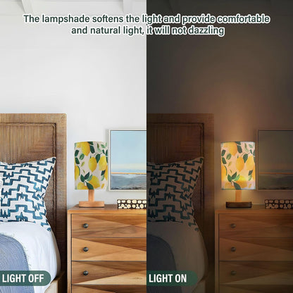 Bedside Table Lamp Lemon Yellow Citrus Fruits (76) Kids Nightstand Lamp Night Light Fabric Shade for Bedroom Living Room Home Office