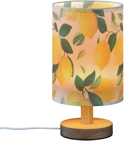 Bedside Table Lamp Lemon Yellow Citrus Fruits (76) Kids Nightstand Lamp Night Light Fabric Shade for Bedroom Living Room Home Office