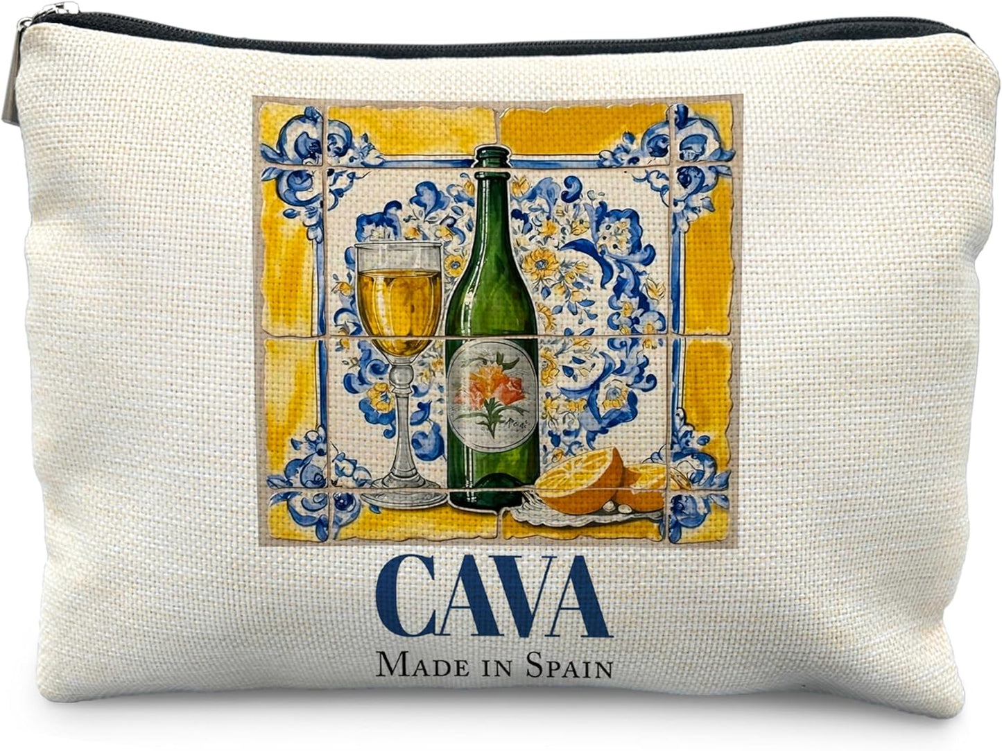 Italian Lemons Makeup Bags Travel Lemon Purse Italian Gifts for Women | Lemon Purse，Blue and Yellow Spanish Wine Lover Makeup Bag Gifts,Birthday Gifts for Women Lemon Lover Travel Pouch