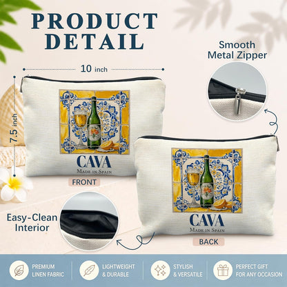 Italian Lemons Makeup Bags Travel Lemon Purse Italian Gifts for Women | Lemon Purse，Blue and Yellow Spanish Wine Lover Makeup Bag Gifts,Birthday Gifts for Women Lemon Lover Travel Pouch