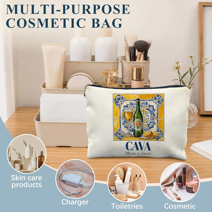 Italian Lemons Makeup Bags Travel Lemon Purse Italian Gifts for Women | Lemon Purse，Blue and Yellow Spanish Wine Lover Makeup Bag Gifts,Birthday Gifts for Women Lemon Lover Travel Pouch