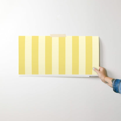 Yellow Stripes Peel and Stick Wallpaper | Sample 12" x 24" | Wide Stripe Pastel Bright Bold Dramatic | Self-adhesive, removable and renter-friendly
