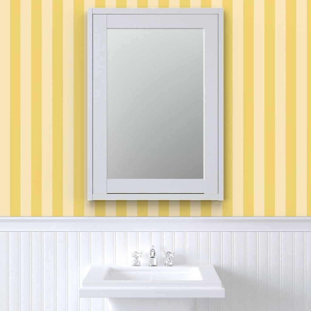 Yellow Stripes Peel and Stick Wallpaper | Sample 12" x 24" | Wide Stripe Pastel Bright Bold Dramatic | Self-adhesive, removable and renter-friendly