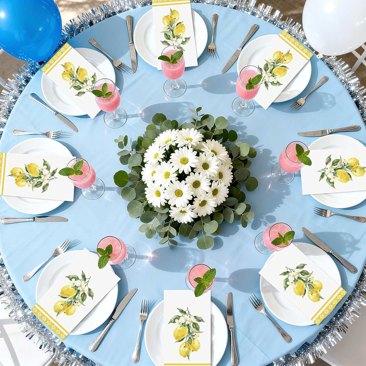 100Pcs Lemons Paper Napkins 3 Ply Watercolor Yellow Lemons Napkins Yellow Summer Fruit Theme Disposable Paper Guest Towels for Bathroom Anniversary Wedding Bridal Shower Birthday Italian Theme Party
