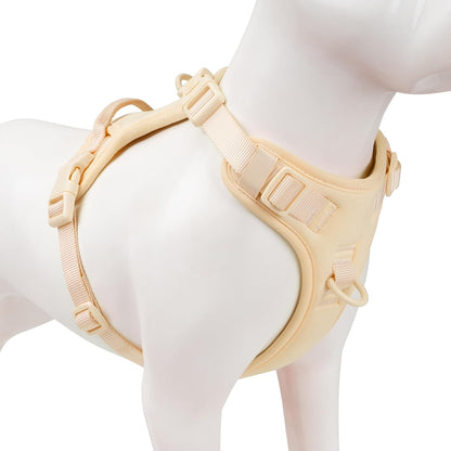 No Pull Dog Harness for Small Sized Dogs, Puppy Vest No Choke | Light Yellow XS, Release at Neck, Soft Space Cotton, Padded Breathable, 2 Metal Leash Hooks, Adjustable, with Control Handle