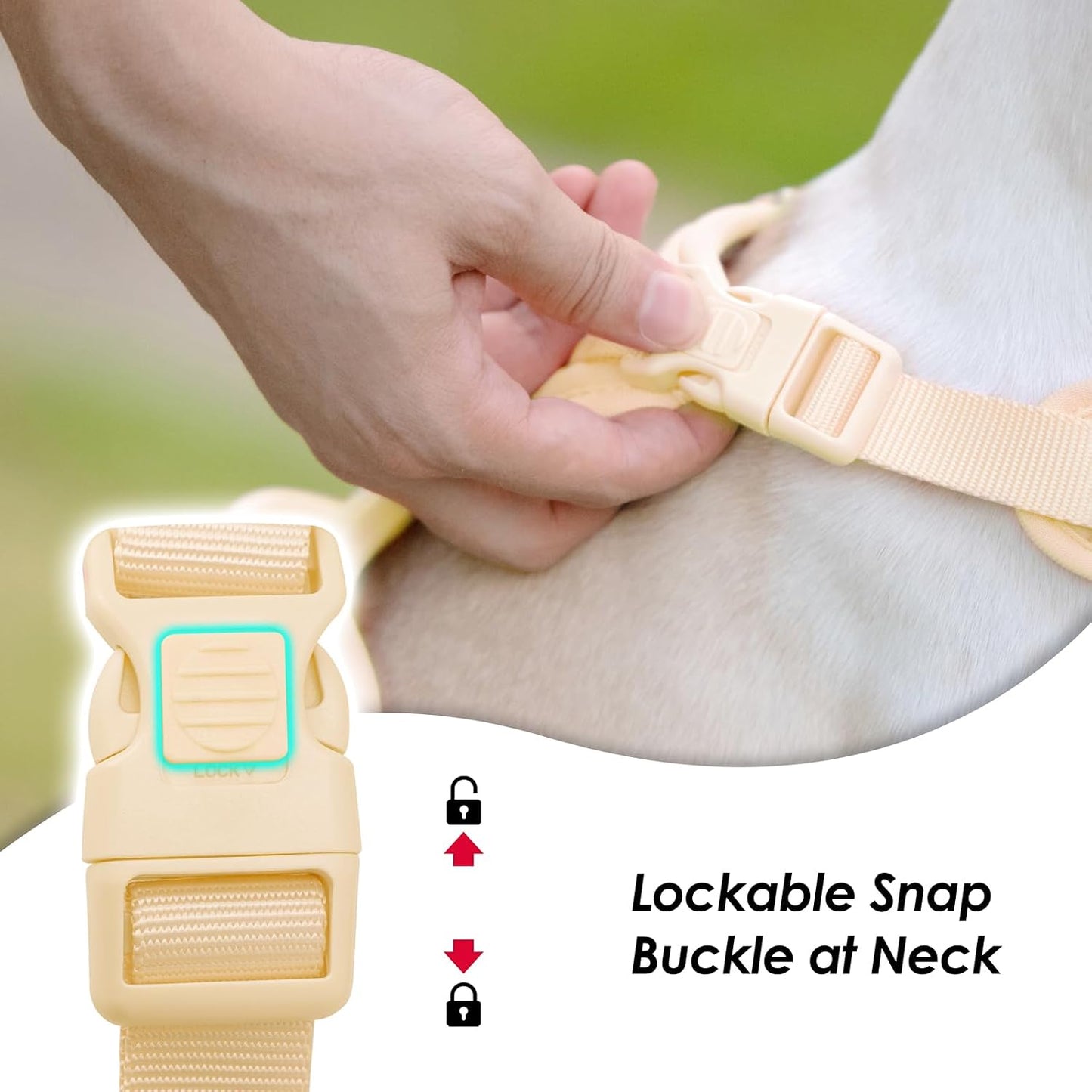 No Pull Dog Harness for Small Sized Dogs, Puppy Vest No Choke | Light Yellow XS, Release at Neck, Soft Space Cotton, Padded Breathable, 2 Metal Leash Hooks, Adjustable, with Control Handle