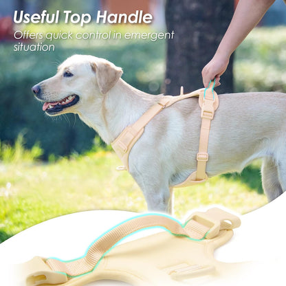 No Pull Dog Harness for Small Sized Dogs, Puppy Vest No Choke | Light Yellow XS, Release at Neck, Soft Space Cotton, Padded Breathable, 2 Metal Leash Hooks, Adjustable, with Control Handle