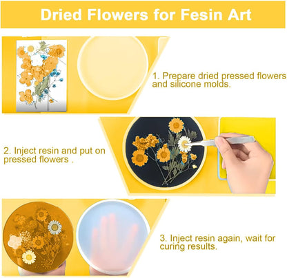 Dried Pressed Flowers for Resin, Real Pressed Flowers Dry Leaves Bulk Natural Herbs Kit for Scrapbooking DIY Art Crafts, Nails Décor, Epoxy Resin Jewelry, Candle, Soap Making (Bright Yellow)