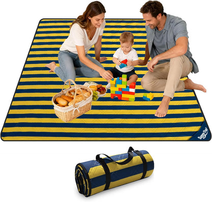 Picnic Blanket 80"x80" – Extra Large Waterproof Outdoor Blanket for Beach, Park, Grass, Lawn, Camping, Sandproof Mat, Foldable & Portable, Ideal Wedding Registry & Family Travel Accessory