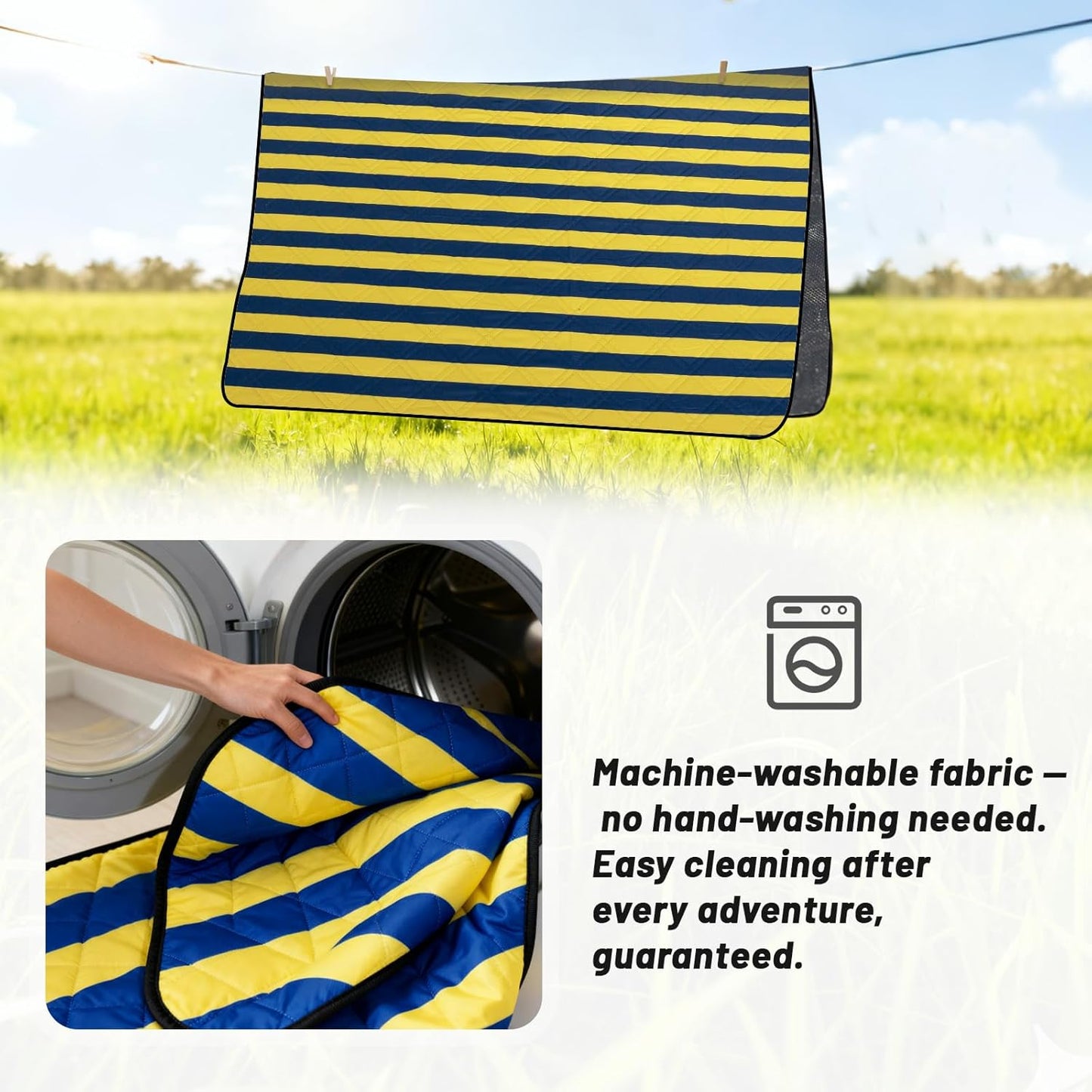 Picnic Blanket 80"x80" – Extra Large Waterproof Outdoor Blanket for Beach, Park, Grass, Lawn, Camping, Sandproof Mat, Foldable & Portable, Ideal Wedding Registry & Family Travel Accessory
