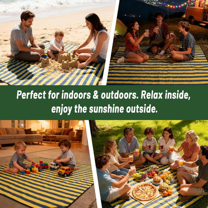 Picnic Blanket 80"x80" – Extra Large Waterproof Outdoor Blanket for Beach, Park, Grass, Lawn, Camping, Sandproof Mat, Foldable & Portable, Ideal Wedding Registry & Family Travel Accessory