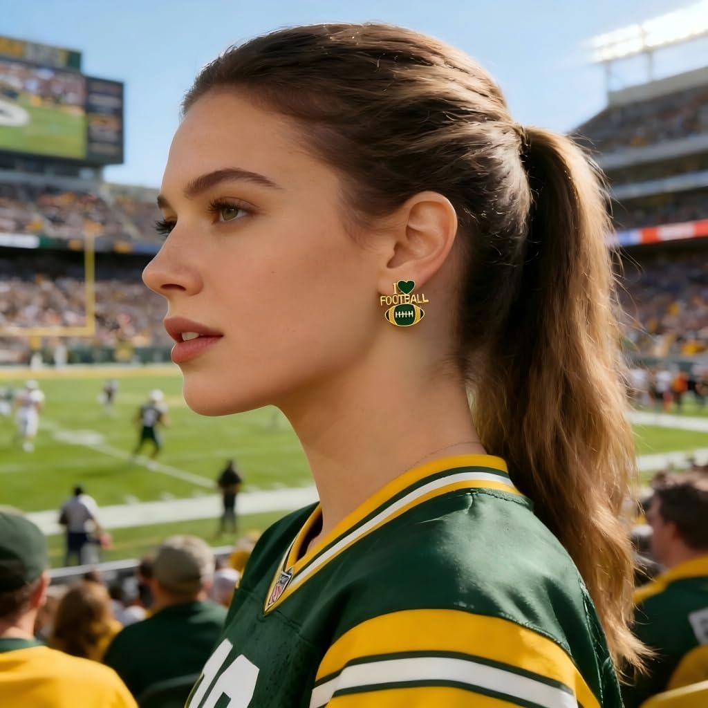 9 Pairs Football Stud Earrings for Women Game Day Football Helmet Touch Down Ear Stud Earrings Team Jewelry