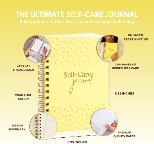 Self Care Journal for Women | 90 Days Wellness & Mindfulness Prompt, Yellow | Guided 90-Day Daily & Weekly, Undated Reflection Planner, Mindfulness, Productivity & Personal Development