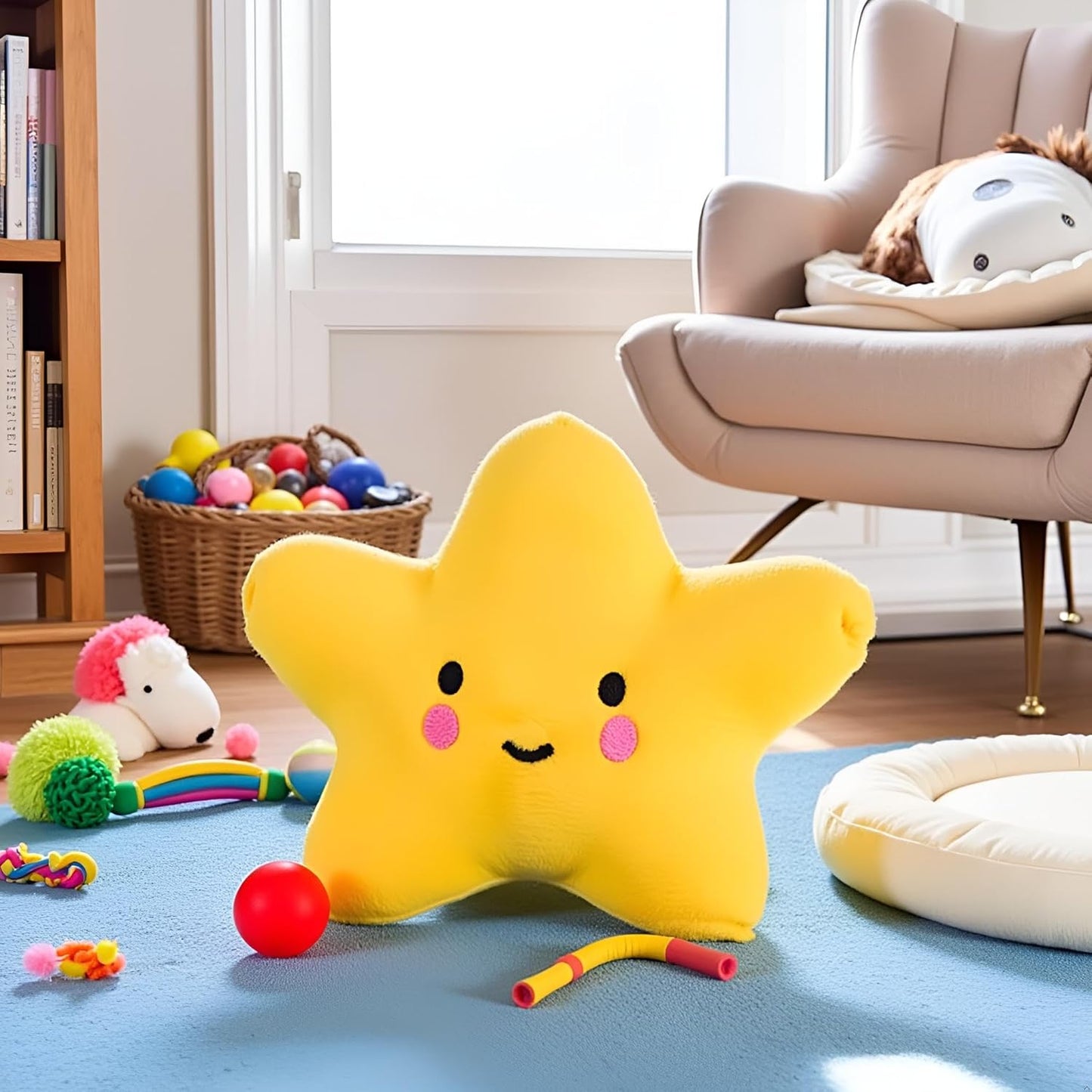 Yellow Star Plush Pet Dog Toys Cute Squeaky Toy for Interactive Toy Dog Chew Toy for Pet Dog Puppy Training Playing, Squeak