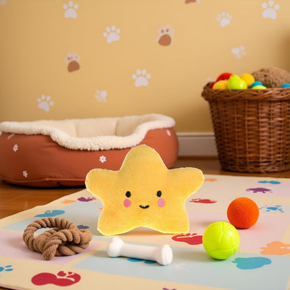 Yellow Star Plush Pet Dog Toys Cute Squeaky Toy for Interactive Toy Dog Chew Toy for Pet Dog Puppy Training Playing, Squeak