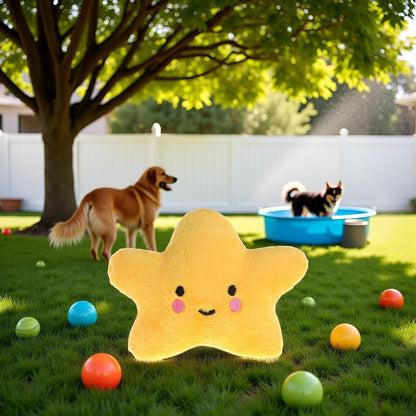 Yellow Star Plush Pet Dog Toys Cute Squeaky Toy for Interactive Toy Dog Chew Toy for Pet Dog Puppy Training Playing, Squeak