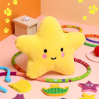 Yellow Star Plush Pet Dog Toys Cute Squeaky Toy for Interactive Toy Dog Chew Toy for Pet Dog Puppy Training Playing, Squeak
