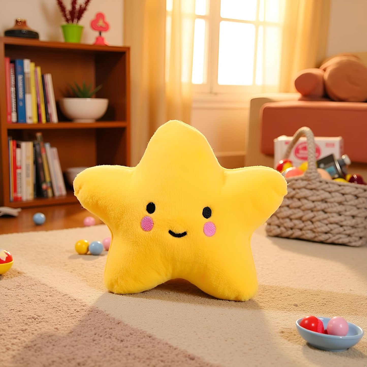 Yellow Star Plush Pet Dog Toys Cute Squeaky Toy for Interactive Toy Dog Chew Toy for Pet Dog Puppy Training Playing, Squeak