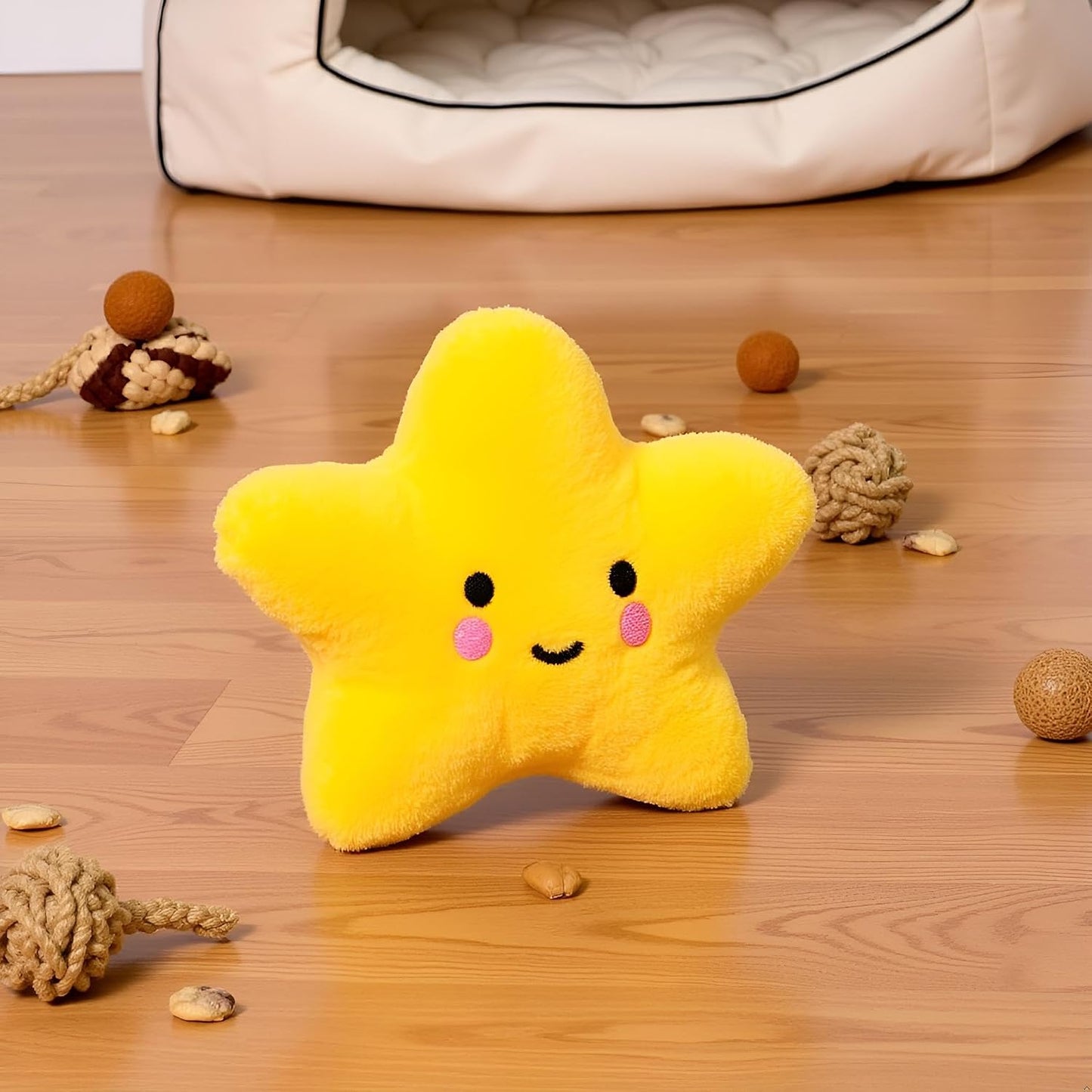 Yellow Star Plush Pet Dog Toys Cute Squeaky Toy for Interactive Toy Dog Chew Toy for Pet Dog Puppy Training Playing, Squeak