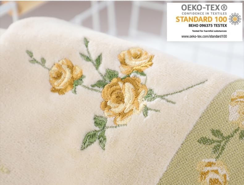 3 Piece Premium Bath Towel Set (Flowers), 1 Bath Towel 1 Hand Towel 1 Washcloth, Quick-Drying, 100% Cotton，Oeko-TEX Certified (Yellow)