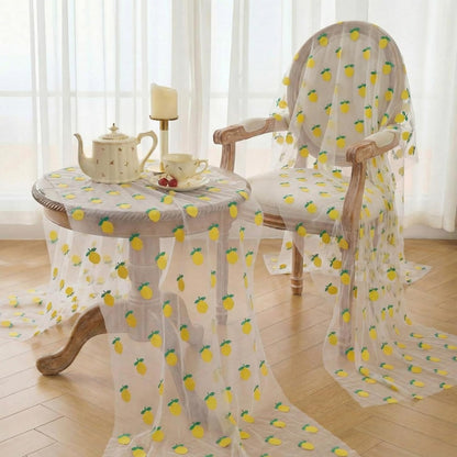 8 Pcs Tulle Table Runner 30 x 120 Inch Tulle Lace Cloth Rectangle Fruit Table Cover for Summer Birthday Baby Shower Wedding Party Home Kitchen Decor(Lemon)