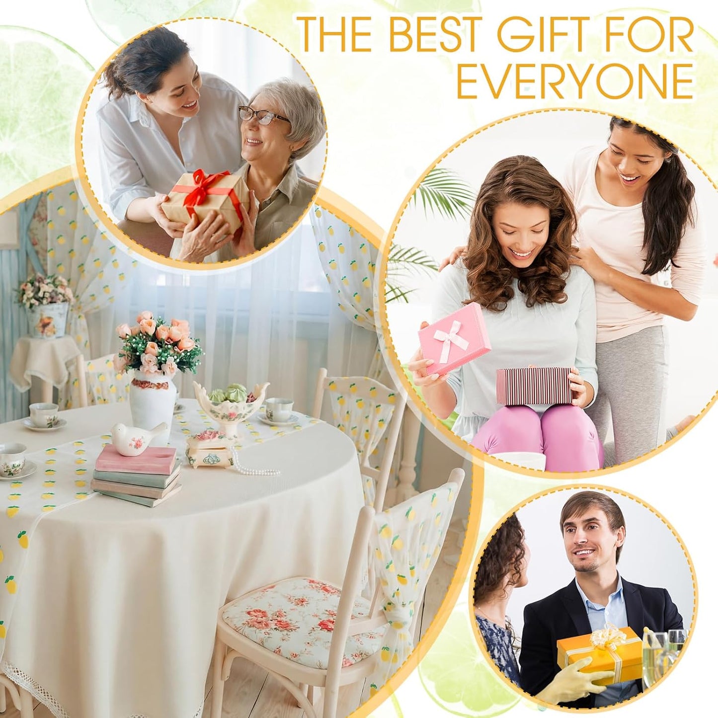 8 Pcs Tulle Table Runner 30 x 120 Inch Tulle Lace Cloth Rectangle Fruit Table Cover for Summer Birthday Baby Shower Wedding Party Home Kitchen Decor(Lemon)