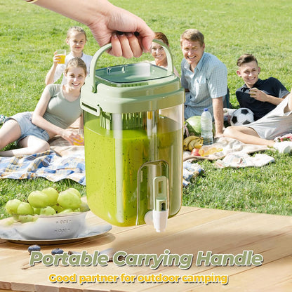 Fridge Water Pitcher with Spout & Fruit Infuser – 2L BPA-Free Cold Drink Dispenser with Handle for Juice, Tea, Lemon Water – Portable Jug for Camping, Picnic, Party (Yellow)