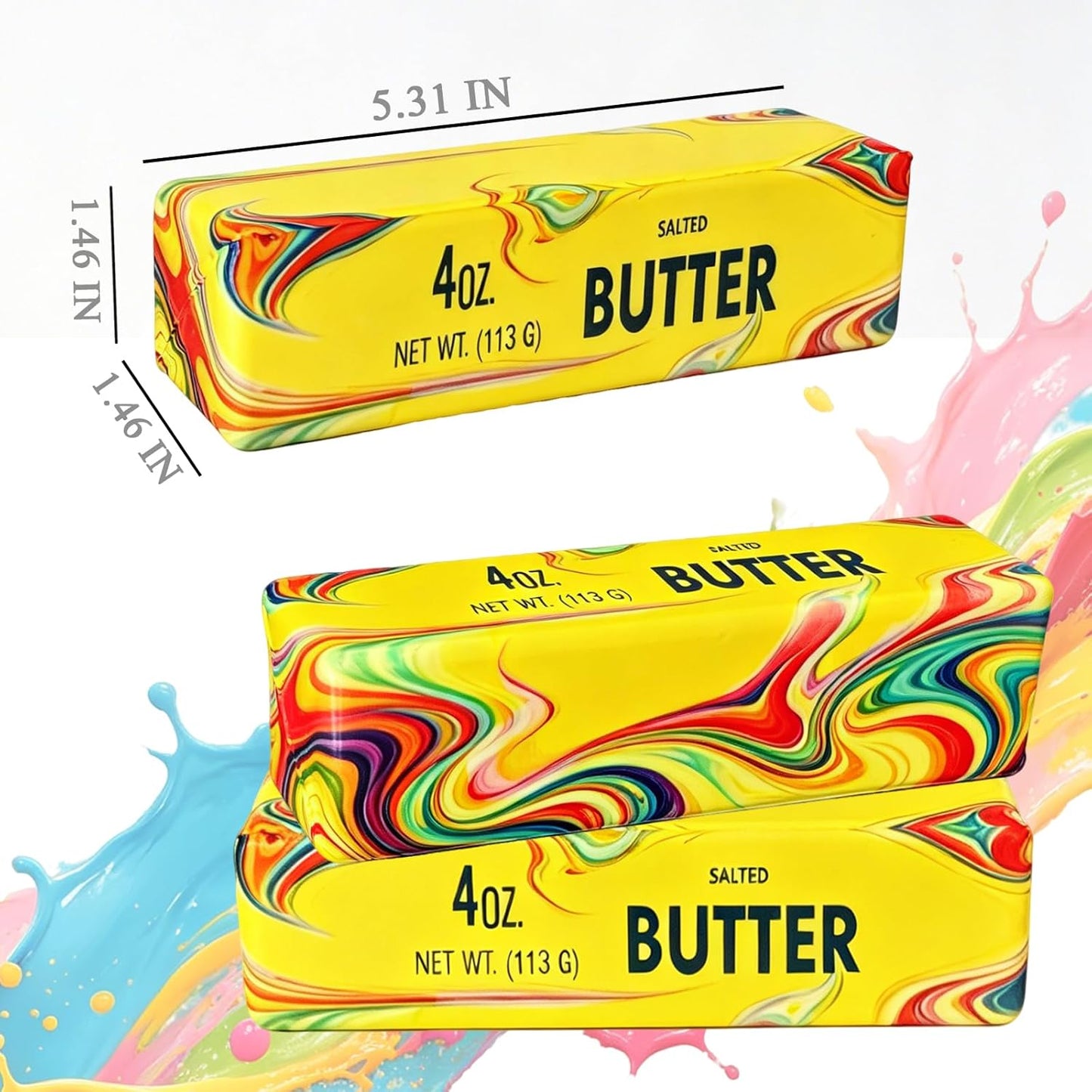 Butter Squishy, Squeeze Toys, Squishy Butter, Realistic Butter Stick Soft Squeeze Toys (Multicolor-2PCS)