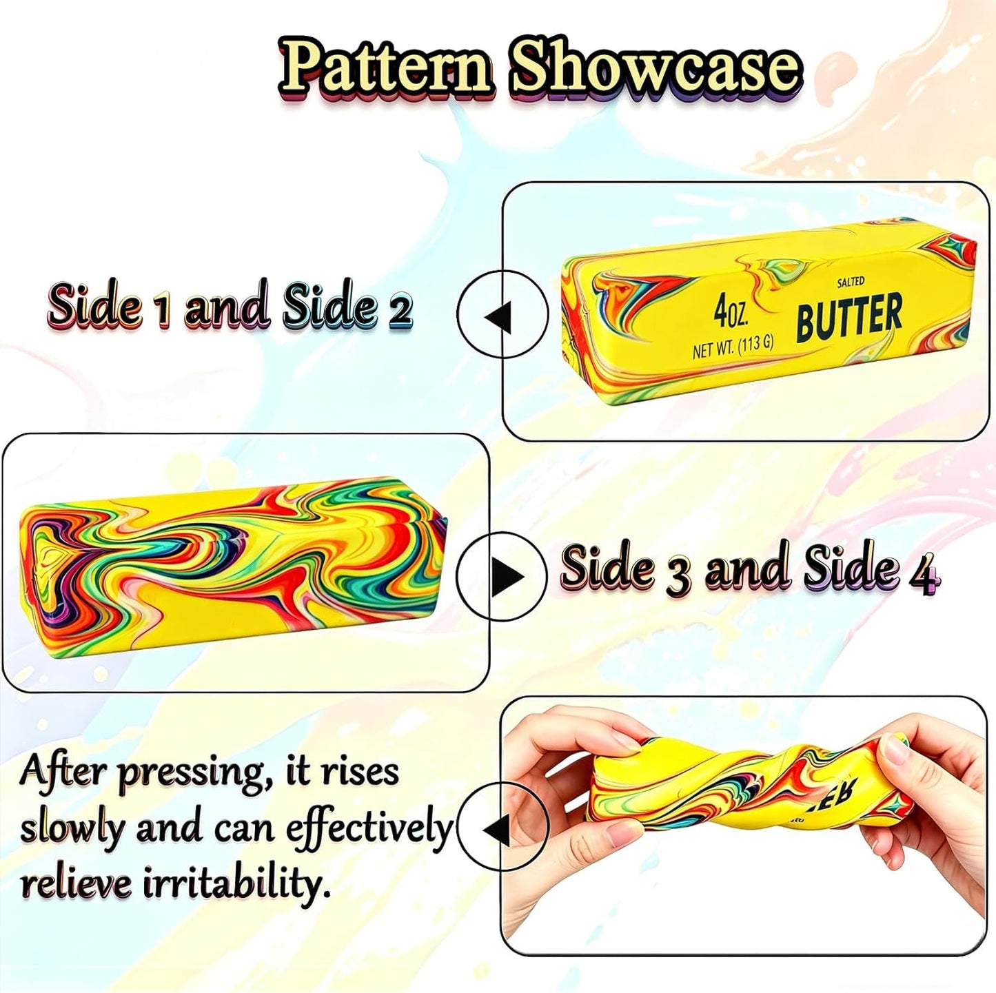 Butter Squishy, Squeeze Toys, Squishy Butter, Realistic Butter Stick Soft Squeeze Toys (Multicolor-2PCS)
