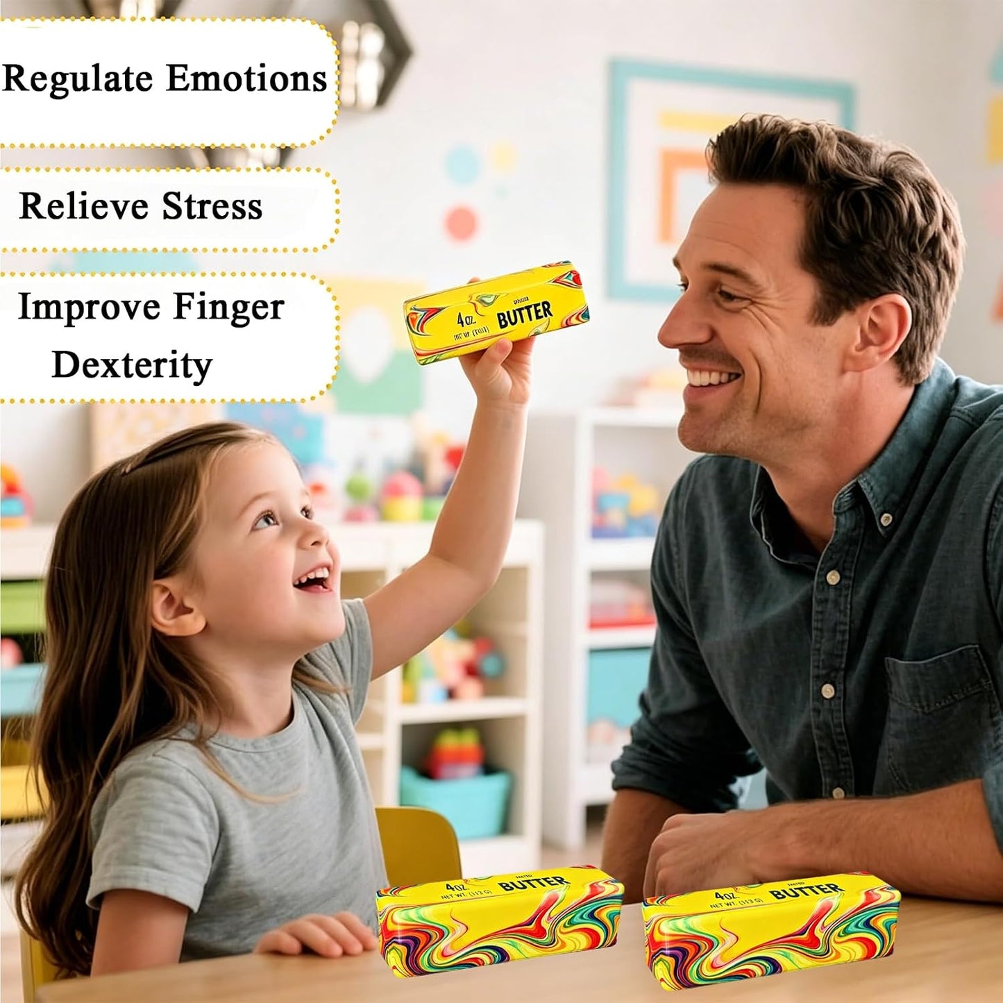 Butter Squishy, Squeeze Toys, Squishy Butter, Realistic Butter Stick Soft Squeeze Toys (Multicolor-2PCS)