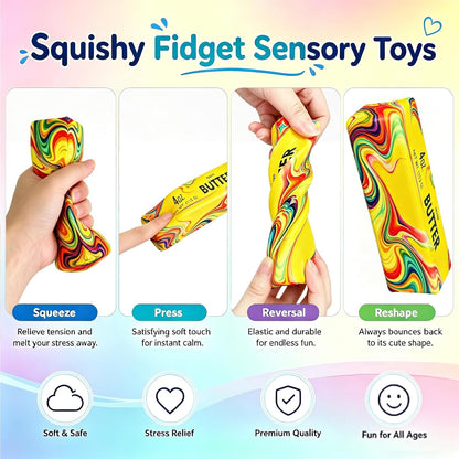 Butter Squishy, Squeeze Toys, Squishy Butter, Realistic Butter Stick Soft Squeeze Toys (Multicolor-2PCS)