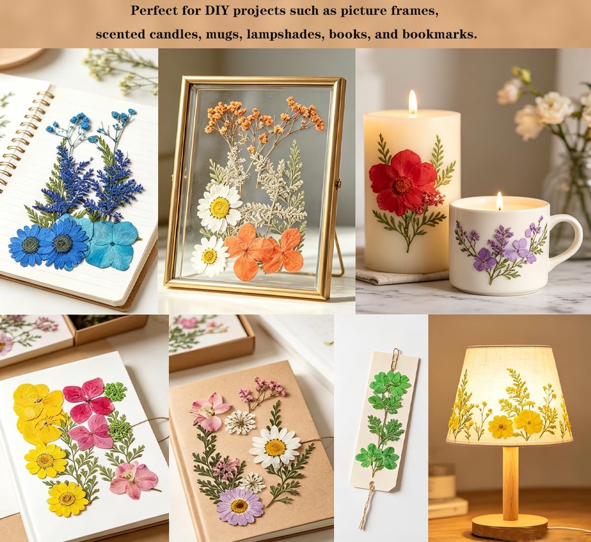 Dried Flowers, Resiners 80Pcs（Trending Colors） Pressed Flowers for Craft Real Natural Dried Flowers Dry Leaves Kit for DIY Making Crafts Resin Soap Candle Scrapbook Supplies Card Making Jewelry