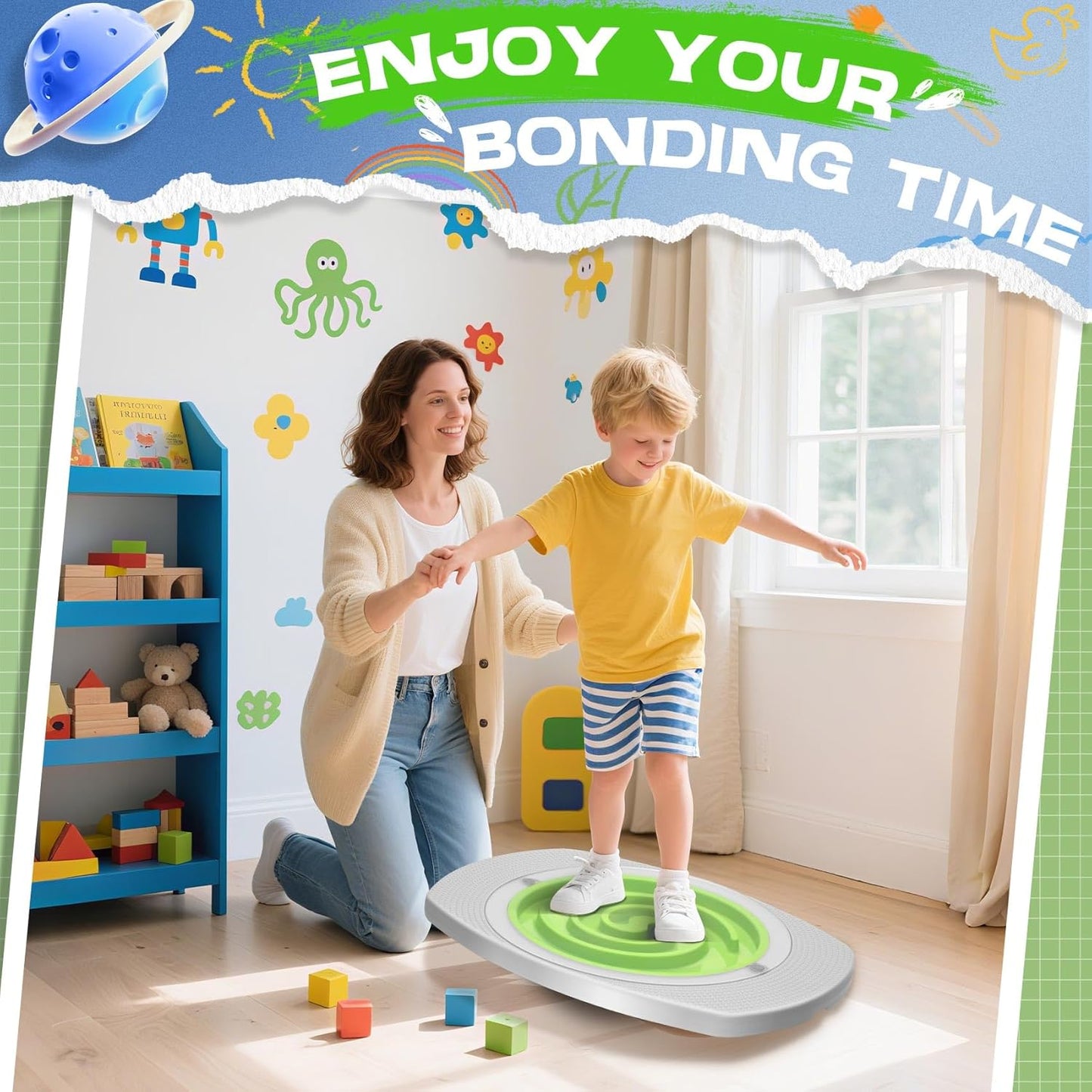 Balance Board Maze for Kids Sensory Training - 20" Wobble Board to Develop Coordination & Reduce Screen Time - 3 Difficulty Levels for More Fun - Maximum Load 130lbs - Meaningful Gift for Children