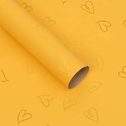 20 Sheet Solid Color Heart Wrapping Paper - Waterproof Floral Bouquet Wrapping Paper, Florist Supplies Packaging Paper for Wedding Birthday Gift Wrap Paper (Yellow Gold)