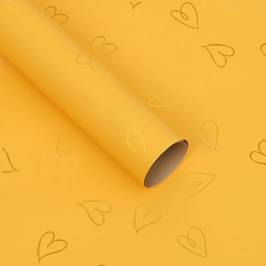 20 Sheet Solid Color Heart Wrapping Paper - Waterproof Floral Bouquet Wrapping Paper, Florist Supplies Packaging Paper for Wedding Birthday Gift Wrap Paper (Yellow Gold)