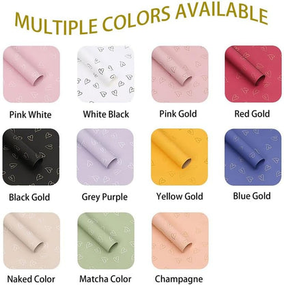 20 Sheet Solid Color Heart Wrapping Paper - Waterproof Floral Bouquet Wrapping Paper, Florist Supplies Packaging Paper for Wedding Birthday Gift Wrap Paper (Yellow Gold)