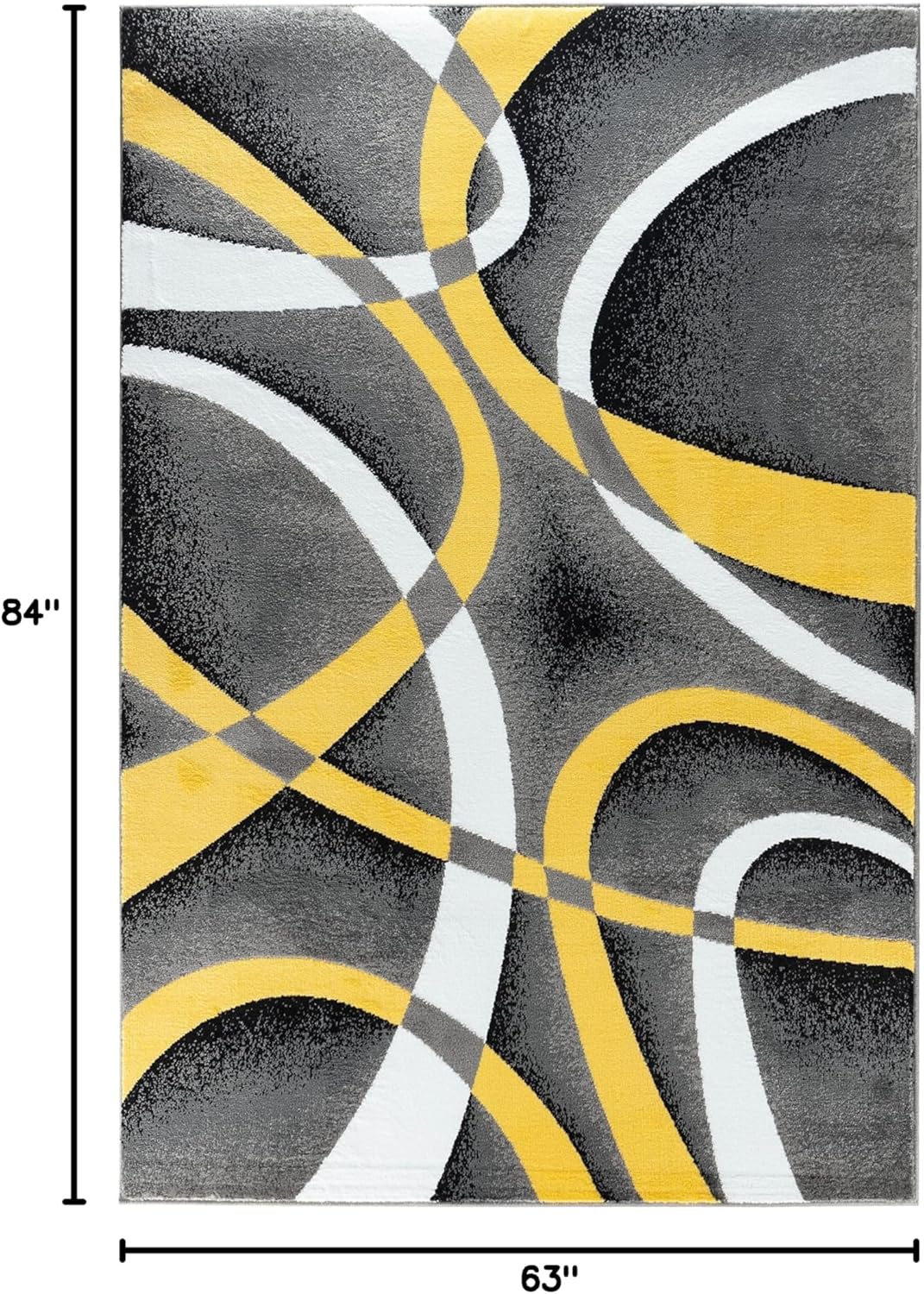 Area Rug Modern 5x7 Yellow Soft Contemporary Floor Carpet for Indoor Living Dining Room and Bedroom Area