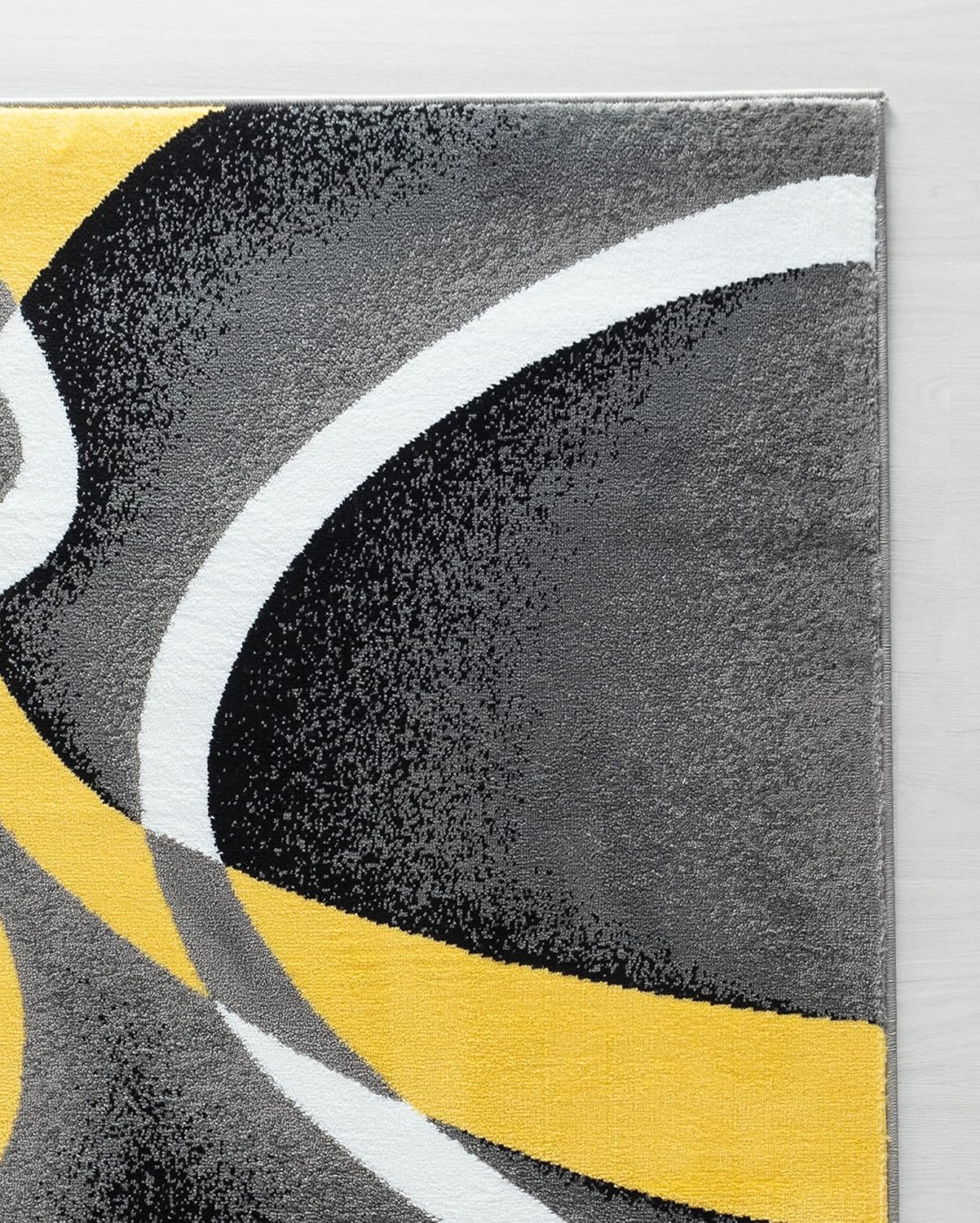 Area Rug Modern 5x7 Yellow Soft Contemporary Floor Carpet for Indoor Living Dining Room and Bedroom Area