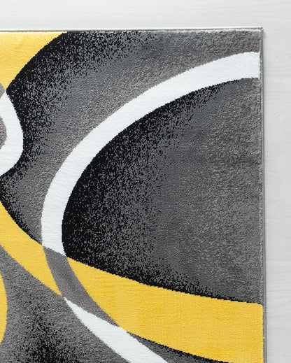 Area Rug Modern 5x7 Yellow Soft Contemporary Floor Carpet for Indoor Living Dining Room and Bedroom Area