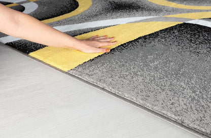 Area Rug Modern 5x7 Yellow Soft Contemporary Floor Carpet for Indoor Living Dining Room and Bedroom Area