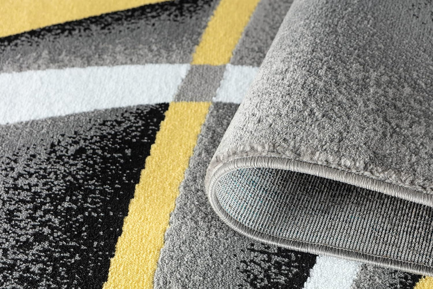 Area Rug Modern 5x7 Yellow Soft Contemporary Floor Carpet for Indoor Living Dining Room and Bedroom Area